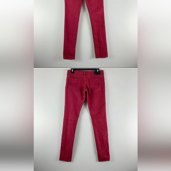Volcom Sound Check Super Skinny Fit Jeans Red Denim Low Rise Women’s Size 27 - Picture 1 of 2